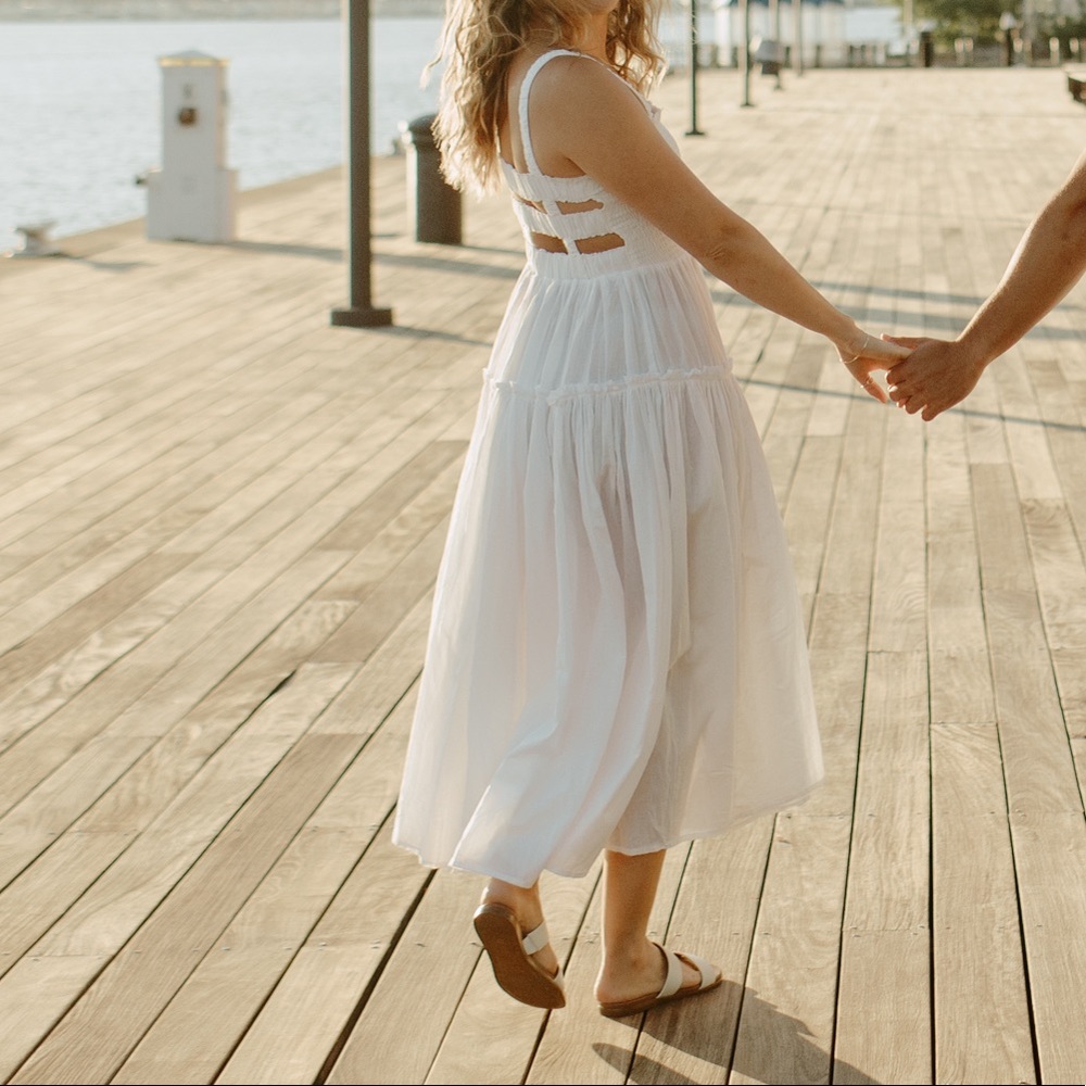 ASOS DESIGN cami midi sundress with raw edges in white